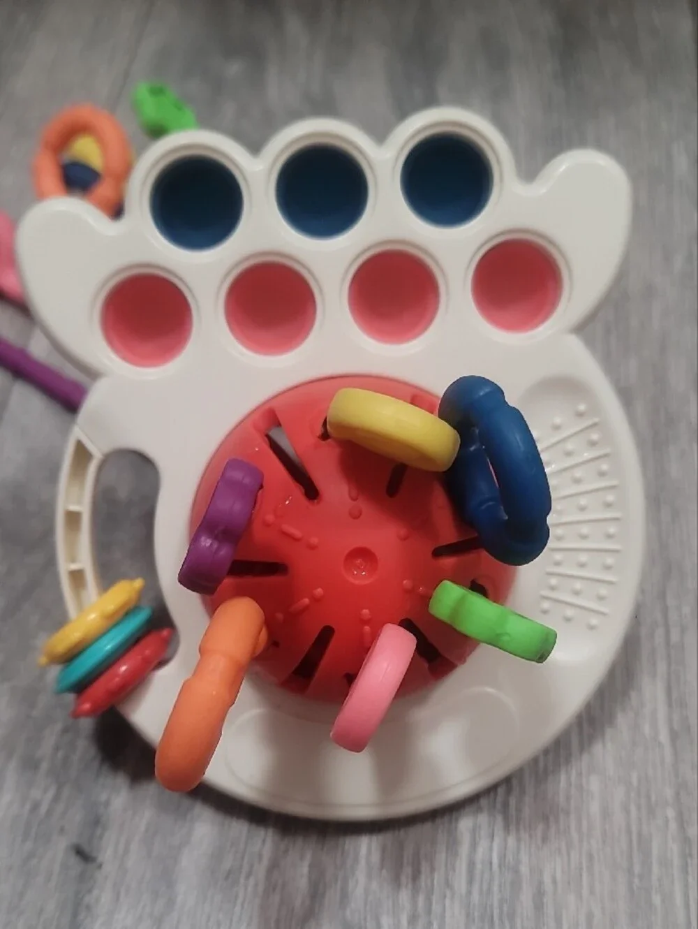 Baby Multi-Activity Ring and Pop Sensory White with Multicolor Rings Figit Toy